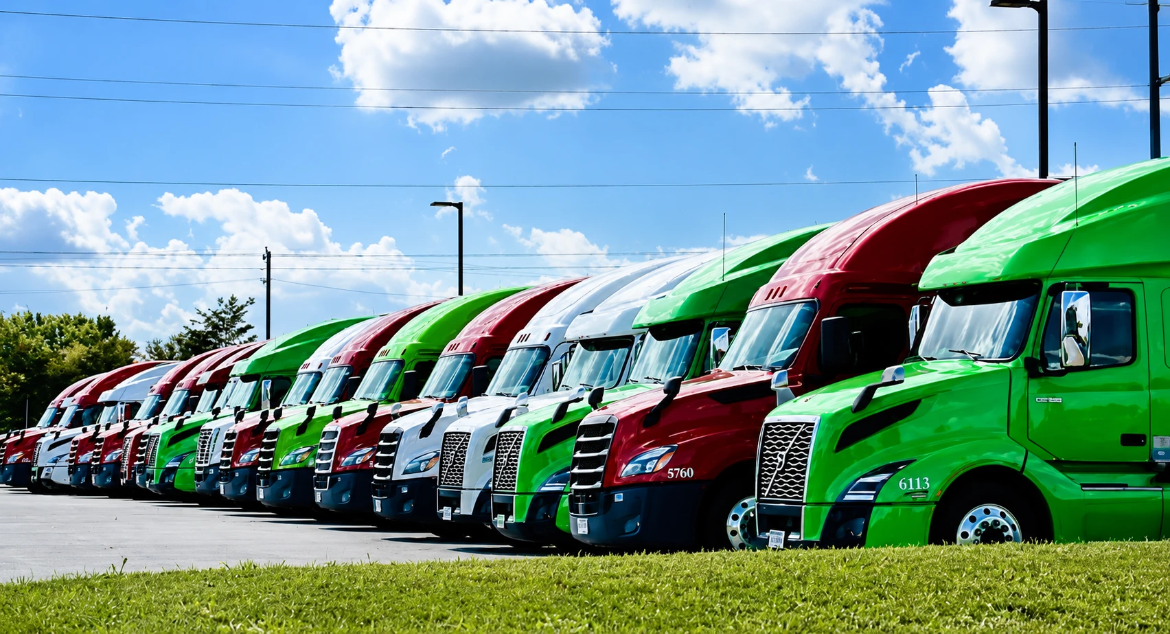 Max Freight trucks lined up at the Huntley yard