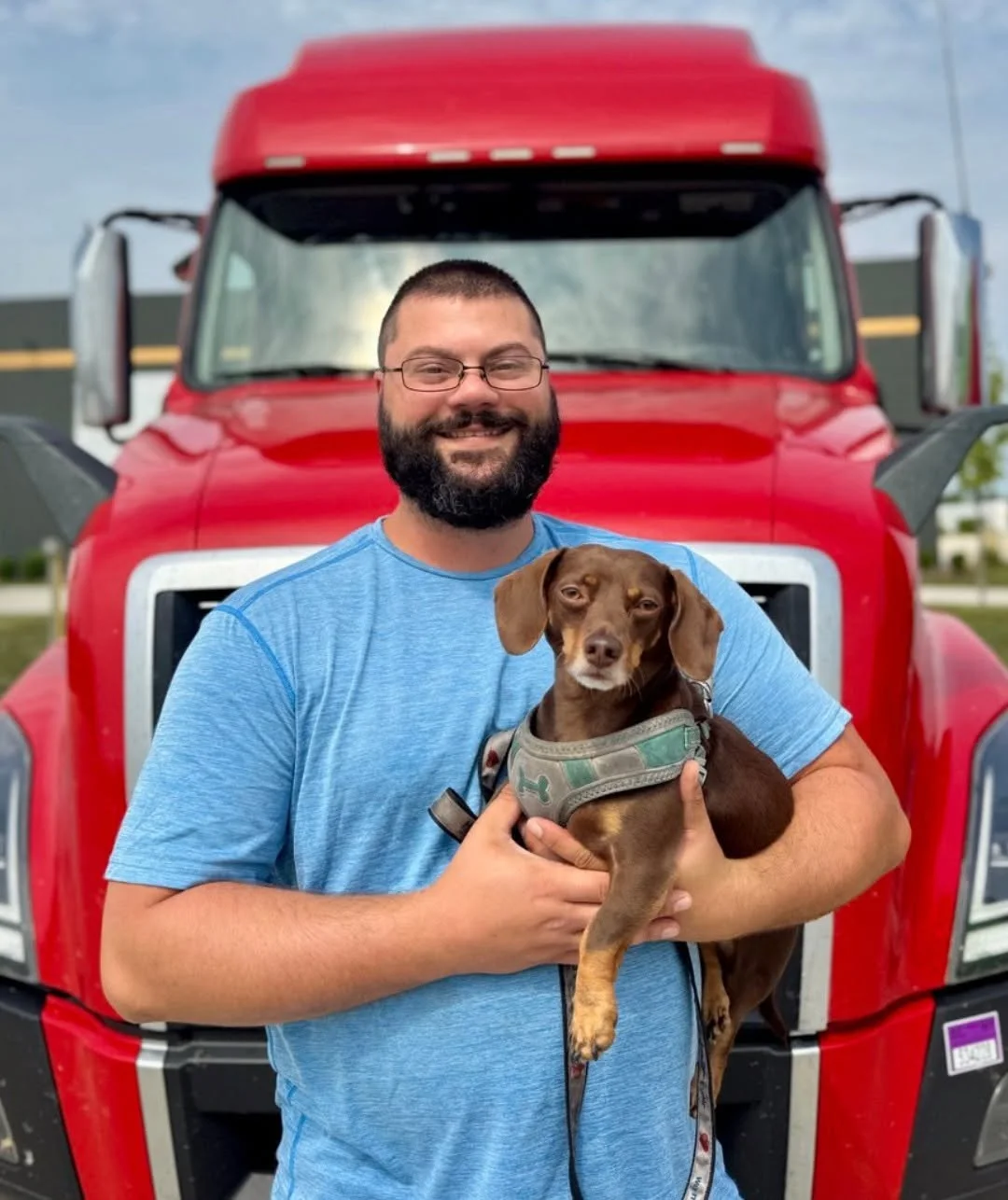 Max Freight driver with his dog