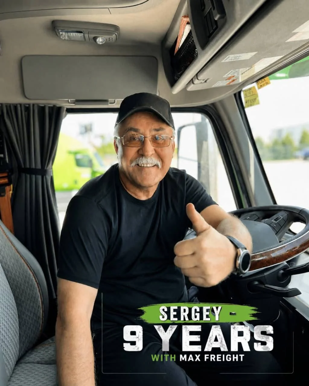 A professional Max Freight driver in his truck